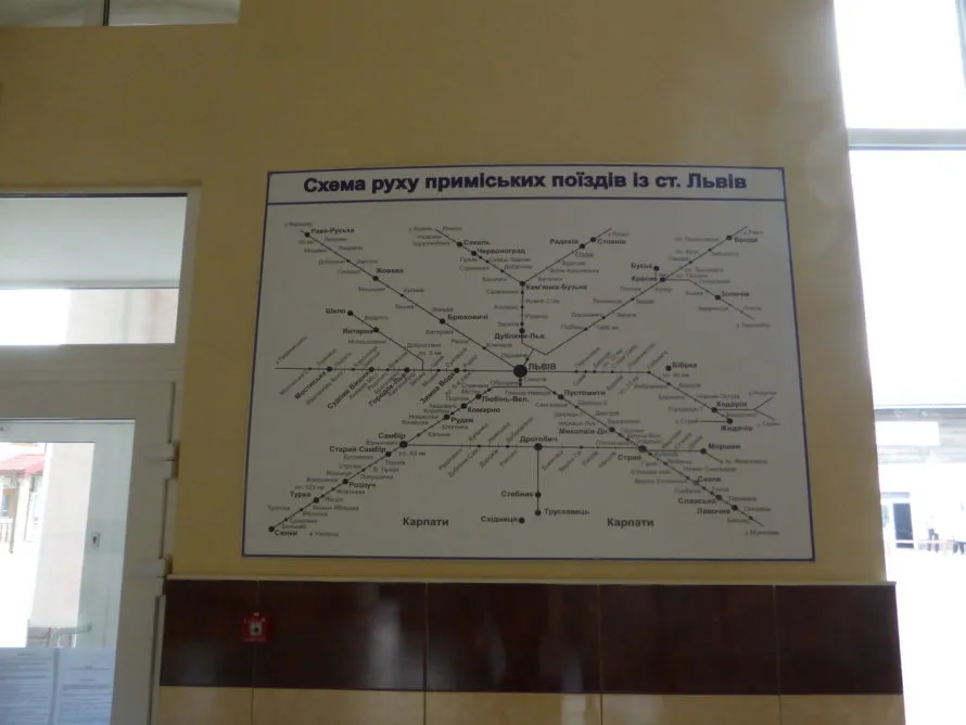 Train destinations map