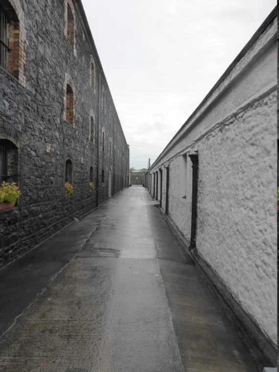 Walking between the old buildings