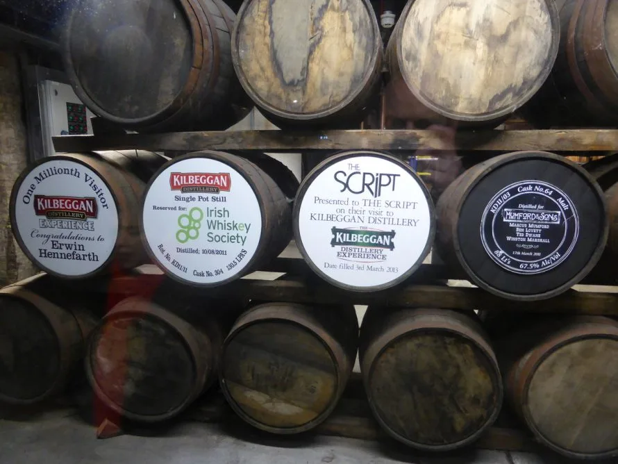 Whiskey casks in storage