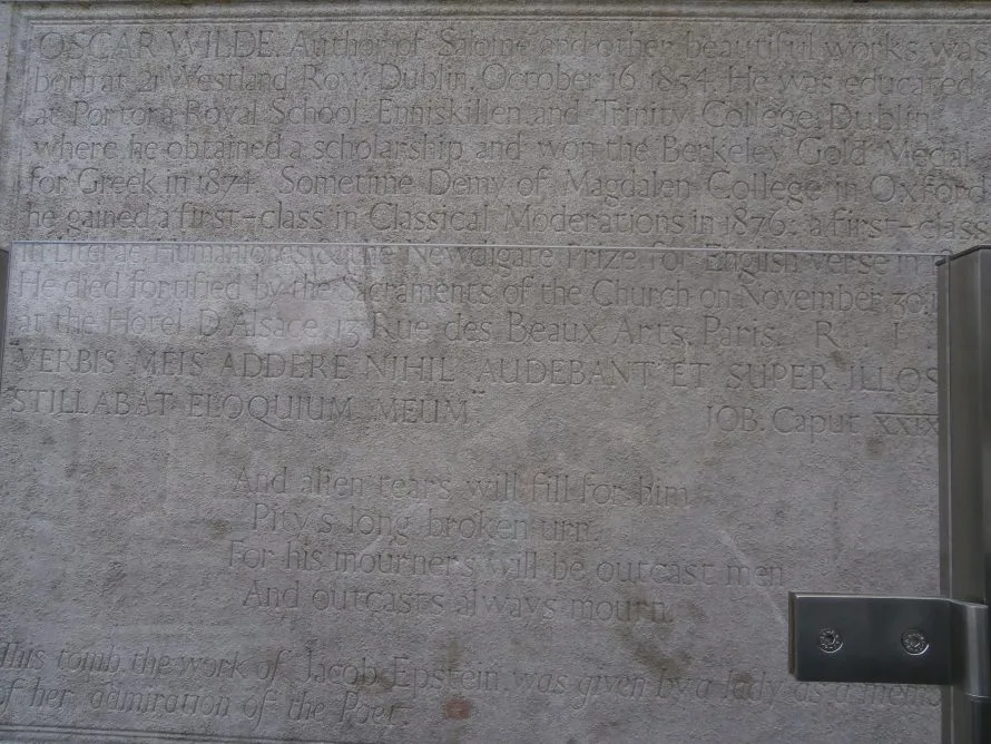 The tomb of Oscar Wilde in Père Lachaise Cemetery