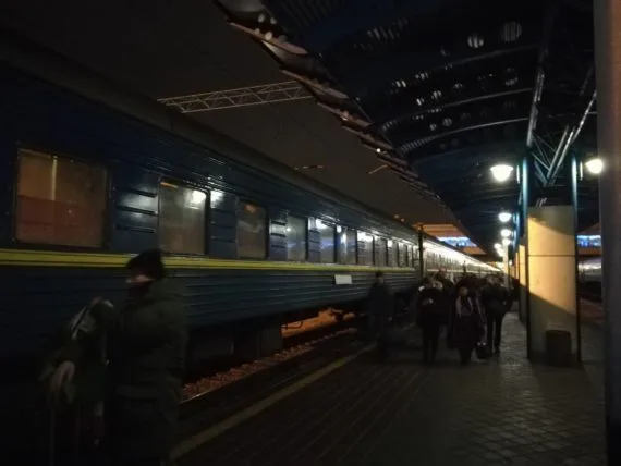 Waiting to board the train from kyiv to moscow