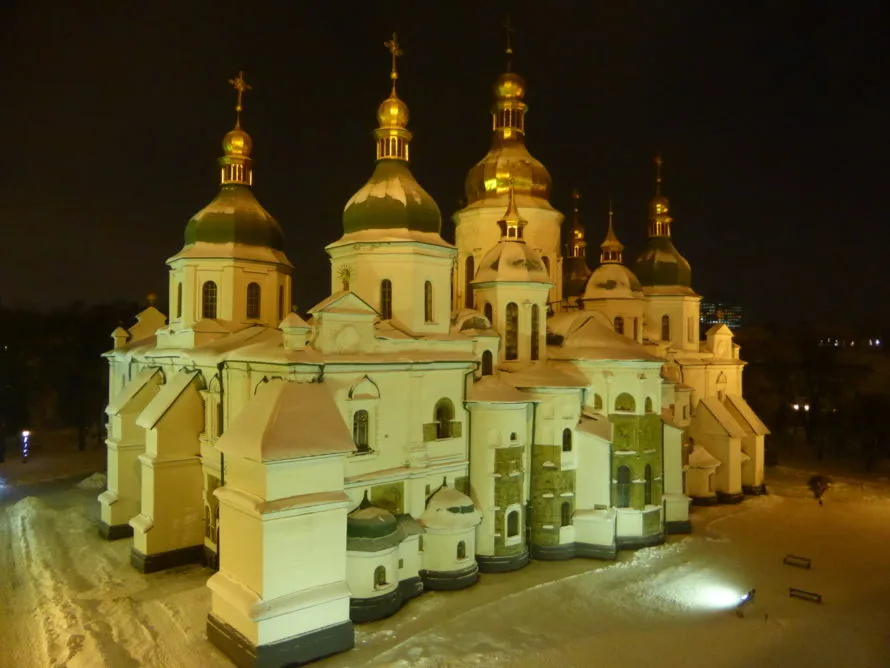 Looking down on Saint Sophia's Cathedral from the Bell Tower